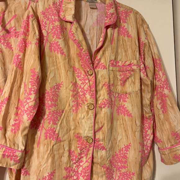 BEDHEAD Sz M Multi-Color Wood With Pink Coral Pattern Pajamas Set - Picture 3 of 9